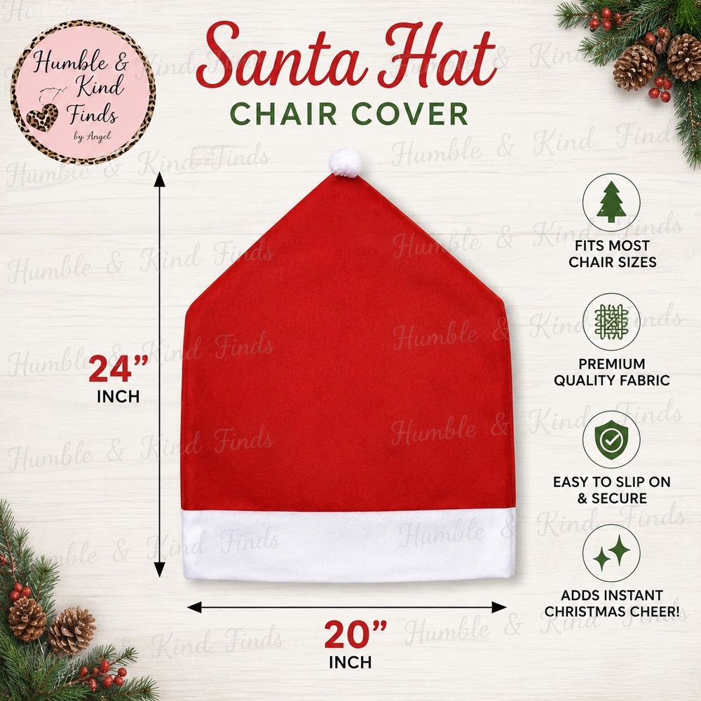 Santa Hat Chair Covers Set of 6 Red White Holiday Decor Never Used
